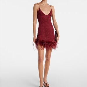 Oséree lumière plumage mini dress burgundy